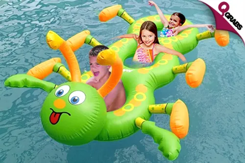 For QR99 Let your Kiddos Enjoy the Water on Their Own with a Triple Seater Caterpillar Pool Float! (QR179 Value)